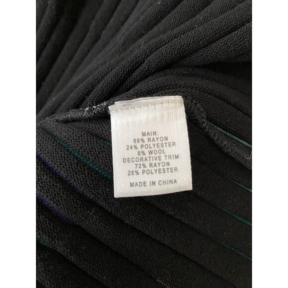 St John Ribbed Knit Peplum Sweater Top Striped 3/4 Sleeve Zip Front Blue… - Picture 8 of 9